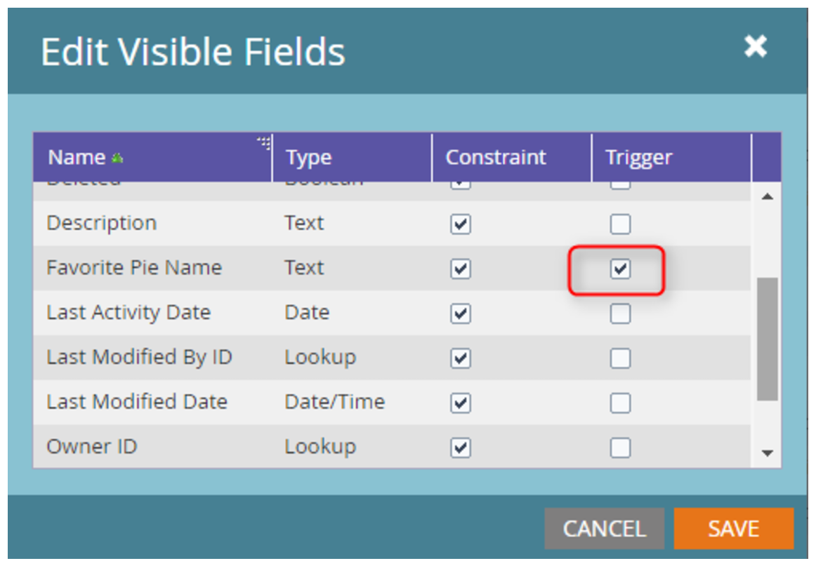 Edit Visible Fields